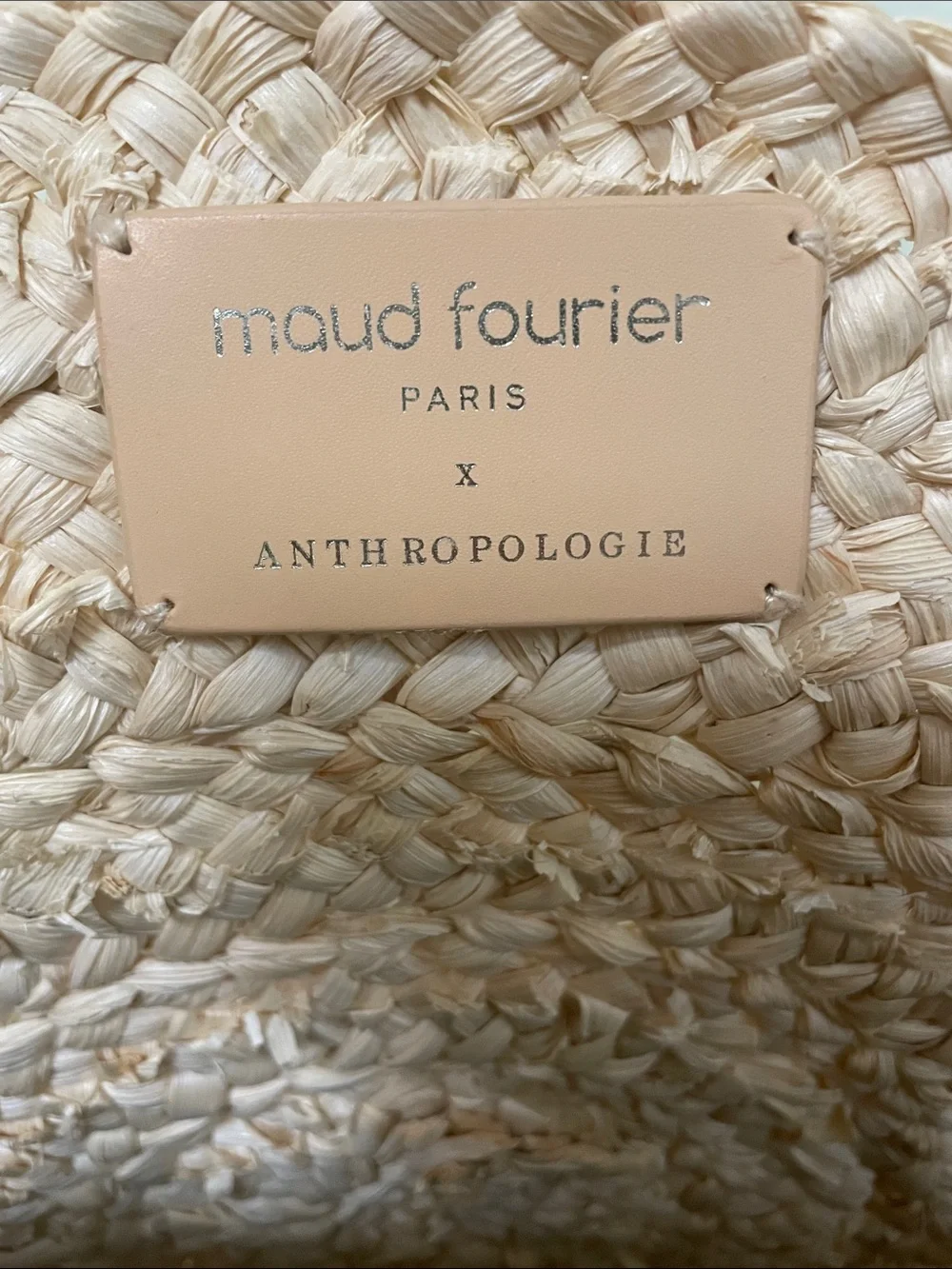 Maud Fourier Paris for Anthropologie  Round Straw Tote with Initial “J”
